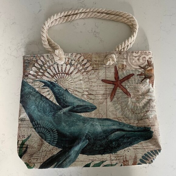 Vancouver Island Ocean Themed Spacious Utility Tote Bag w Rope Handle OS no tags - Picture 1 of 13